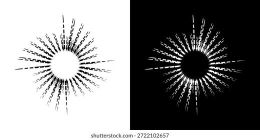 Linhas de ritmo de onda de som espiral abstrata dinâmica. Ritmo de onda de som espiral circular de linhas. Linhas abstratas futuristas circulares, fundo preto e branco.
