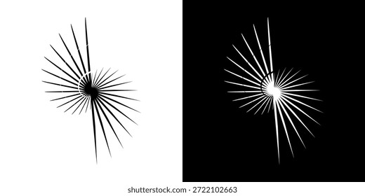 Linhas de ritmo de onda de som espiral abstrata dinâmica. Ritmo de onda de som espiral circular de linhas. Linhas abstratas futuristas circulares, fundo preto e branco.
