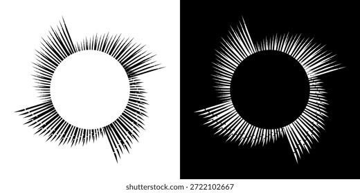 Dynamic abstract spiral sound wave rhythm lines. Circular spiral sound wave rhythm of lines. Circular futuristic abstract lines, black and white background.