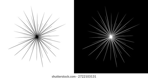 Linhas de ritmo de onda de som espiral abstrata dinâmica. Ritmo de onda de som espiral circular de linhas. Linhas abstratas futuristas circulares, fundo preto e branco.	