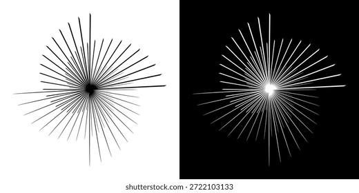 Líneas dinámicas abstractas del ritmo de ondas de sonido en espiral. Onda de sonido circular en espiral con ritmo de líneas. Líneas abstractas futuristas circulares, fondo blanco y negro.	