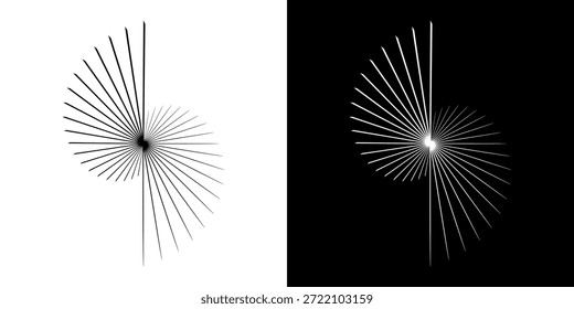 Líneas dinámicas abstractas del ritmo de ondas de sonido en espiral. Onda de sonido circular en espiral con ritmo de líneas. Líneas abstractas futuristas circulares, fondo blanco y negro.	