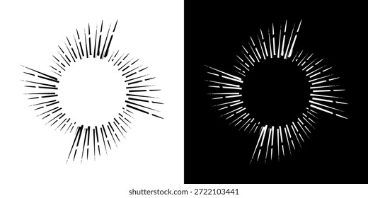Linhas de ritmo de onda de som espiral abstrata dinâmica. Ritmo de onda de som espiral circular de linhas. Linhas abstratas futuristas circulares, fundo preto e branco.