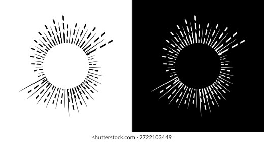 Linhas de ritmo de onda de som espiral abstrata dinâmica. Ritmo de onda de som espiral circular de linhas. Linhas abstratas futuristas circulares, fundo preto e branco.
