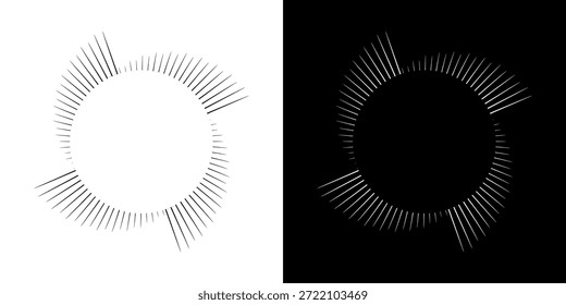 Dynamic abstract spiral sound wave rhythm lines. Circular spiral sound wave rhythm of lines. Circular futuristic abstract lines, black and white background.