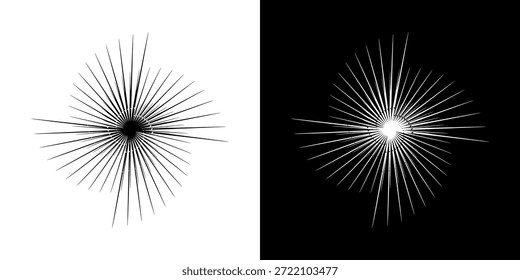 Linhas de ritmo de onda de som espiral abstrata dinâmica. Ritmo de onda de som espiral circular de linhas. Linhas abstratas futuristas circulares, fundo preto e branco.