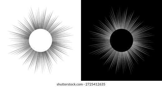 Linhas de ritmo de onda de som espiral abstrata dinâmica. Ritmo de onda de som espiral circular de linhas. Linhas abstratas futuristas circulares, fundo preto e branco.	
