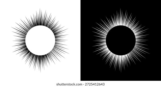 Linhas de ritmo de onda de som espiral abstrata dinâmica. Ritmo de onda de som espiral circular de linhas. Linhas abstratas futuristas circulares, fundo preto e branco.	
