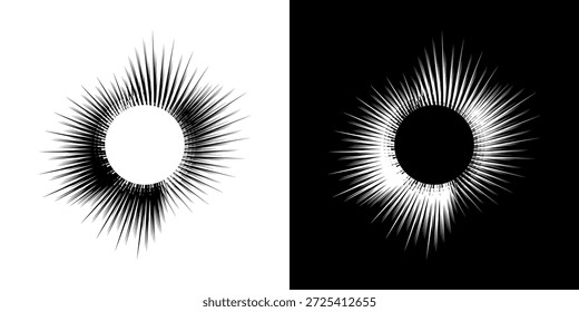 Dynamic abstract spiral sound wave rhythm lines. Circular spiral sound wave rhythm of lines. Circular futuristic abstract lines, black and white background.	
