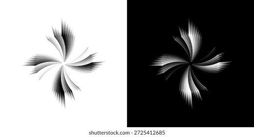 Líneas dinámicas abstractas del ritmo de ondas de sonido en espiral. Onda de sonido circular en espiral con ritmo de líneas. Líneas abstractas futuristas circulares, fondo blanco y negro.	
