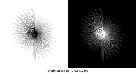 Linhas de ritmo de onda de som espiral abstrata dinâmica. Ritmo de onda de som espiral circular de linhas. Linhas abstratas futuristas circulares, fundo preto e branco.	

