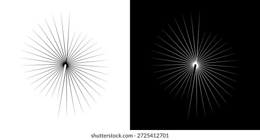 Linhas de ritmo de onda de som espiral abstrata dinâmica. Ritmo de onda de som espiral circular de linhas. Linhas abstratas futuristas circulares, fundo preto e branco.	
