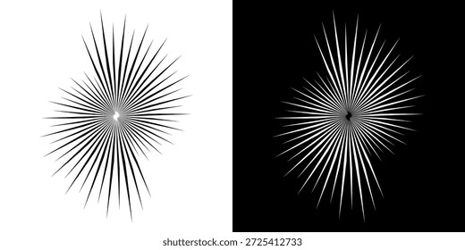 Linhas de ritmo de onda de som espiral abstrata dinâmica. Ritmo de onda de som espiral circular de linhas. Linhas abstratas futuristas circulares, fundo preto e branco.	

