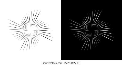 Linhas de ritmo de onda de som espiral abstrata dinâmica. Ritmo de onda de som espiral circular de linhas. Linhas abstratas futuristas circulares, fundo preto e branco.	

