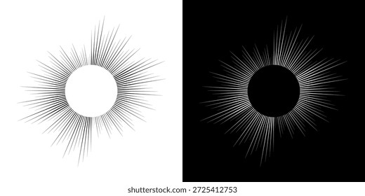 Linhas de ritmo de onda de som espiral abstrata dinâmica. Ritmo de onda de som espiral circular de linhas. Linhas abstratas futuristas circulares, fundo preto e branco.	
