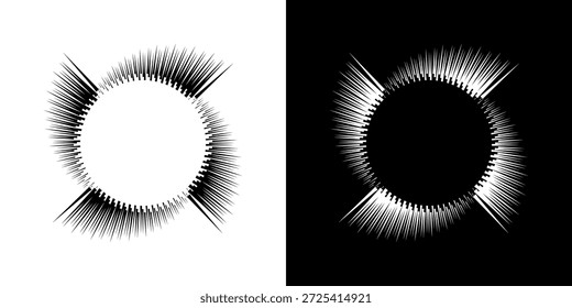 	
Linhas de ritmo de onda de som espiral abstrata dinâmica. Ritmo de onda de som espiral circular de linhas. Linhas abstratas futuristas circulares, fundo preto e branco.	