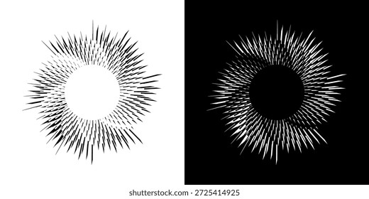 	
Linhas de ritmo de onda de som espiral abstrata dinâmica. Ritmo de onda de som espiral circular de linhas. Linhas abstratas futuristas circulares, fundo preto e branco.	