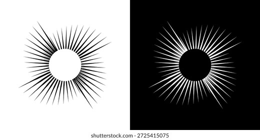 Linhas de ritmo de onda de som espiral abstrata dinâmica. Ritmo de onda de som espiral circular de linhas. Linhas abstratas futuristas circulares, fundo preto e branco.	

