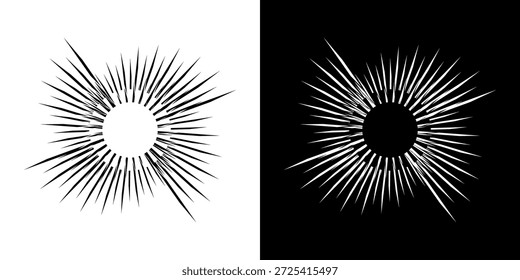 Linhas de ritmo de onda de som espiral abstrata dinâmica. Ritmo de onda de som espiral circular de linhas. Linhas abstratas futuristas circulares, fundo preto e branco.	
