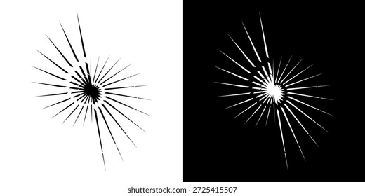 Líneas dinámicas abstractas del ritmo de ondas de sonido en espiral. Onda de sonido circular en espiral con ritmo de líneas. Líneas abstractas futuristas circulares, fondo blanco y negro.	
