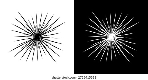 Linhas de ritmo de onda de som espiral abstrata dinâmica. Ritmo de onda de som espiral circular de linhas. Linhas abstratas futuristas circulares, fundo preto e branco.	
