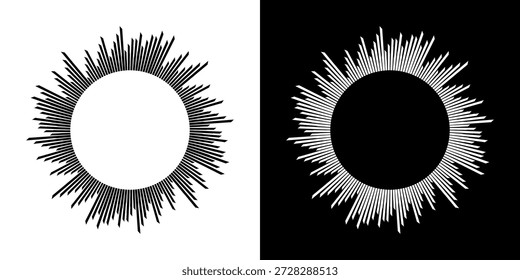 Dynamic abstract spiral sound wave rhythm lines. Circular spiral sound wave rhythm of lines. Circular futuristic abstract lines, black and white background.	