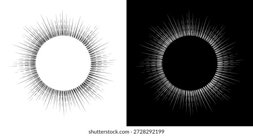 Dynamic abstract spiral sound wave rhythm lines. Circular spiral sound wave rhythm of lines. Circular futuristic abstract lines, black and white background.	
