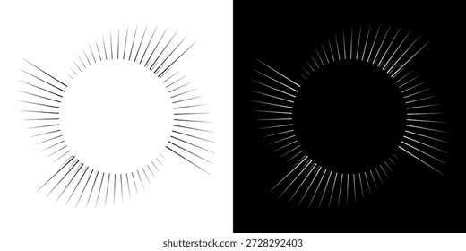 Linhas de ritmo de onda de som espiral abstrata dinâmica. Ritmo de onda de som espiral circular de linhas. Linhas abstratas futuristas circulares, fundo preto e branco.	