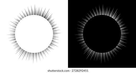 Dynamic abstract spiral sound wave rhythm lines. Circular spiral sound wave rhythm of lines. Circular futuristic abstract lines, black and white background.	