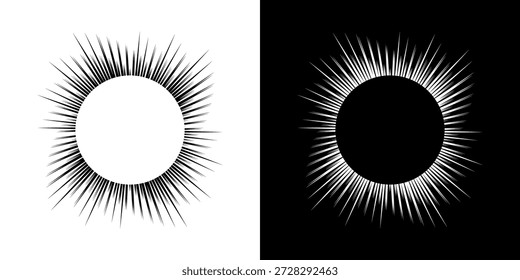 Dynamische abstrakte Spiral-Schallwellen-Rhythmuslinien. Kreisförmige Spirale Schallwelle Rhythmus von Linien. Zirkuläre futuristische abstrakte Linien, schwarz-weißer Hintergrund.	