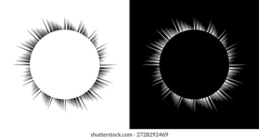 Dynamische abstrakte Spiral-Schallwellen-Rhythmuslinien. Kreisförmige Spirale Schallwelle Rhythmus von Linien. Zirkuläre futuristische abstrakte Linien, schwarz-weißer Hintergrund.	