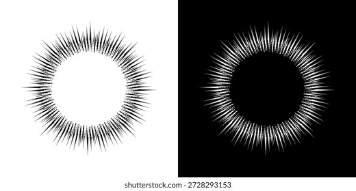 Dynamic abstract spiral sound wave rhythm lines. Circular spiral sound wave rhythm of lines. Circular futuristic abstract lines, black and white background.