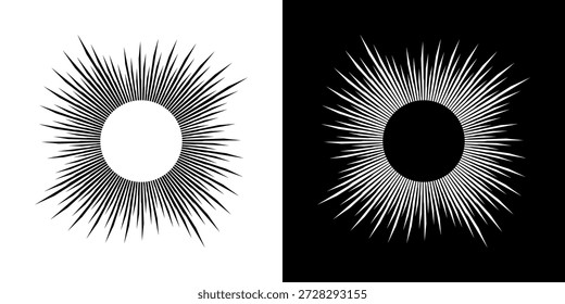Líneas dinámicas abstractas del ritmo de ondas de sonido en espiral. Onda de sonido circular en espiral con ritmo de líneas. Líneas abstractas futuristas circulares, fondo blanco y negro.