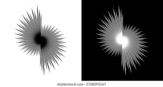 Líneas dinámicas abstractas del ritmo de ondas de sonido en espiral. Onda de sonido circular en espiral con ritmo de líneas. Líneas abstractas futuristas circulares, fondo blanco y negro.