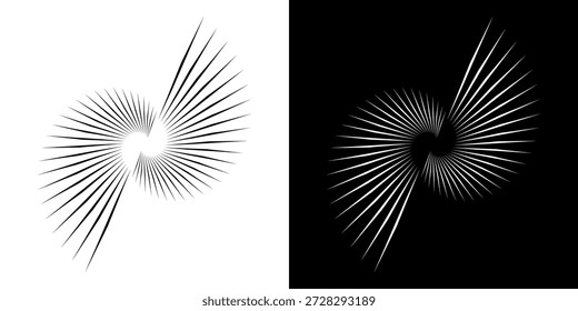 Dynamic abstract spiral sound wave rhythm lines. Circular spiral sound wave rhythm of lines. Circular futuristic abstract lines, black and white background.