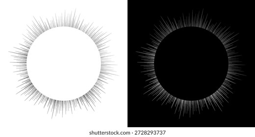 Líneas dinámicas abstractas del ritmo de ondas de sonido en espiral. Onda de sonido circular en espiral con ritmo de líneas. Líneas abstractas futuristas circulares, fondo blanco y negro.	
