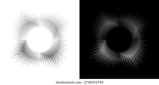 Dynamic abstract spiral sound wave rhythm lines. Circular spiral sound wave rhythm of lines. Circular futuristic abstract lines, black and white background.	
