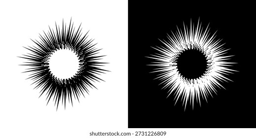 Dynamic abstract spiral sound wave rhythm lines. Circular spiral sound wave rhythm of lines. Circular futuristic abstract lines, black and white background.	
