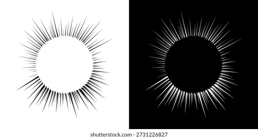 Líneas dinámicas abstractas del ritmo de ondas de sonido en espiral. Onda de sonido circular en espiral con ritmo de líneas. Líneas abstractas futuristas circulares, fondo blanco y negro.	