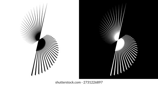 Dynamische abstrakte Spiral-Schallwellen-Rhythmuslinien. Kreisförmige Spirale Schallwelle Rhythmus von Linien. Zirkuläre futuristische abstrakte Linien, schwarz-weißer Hintergrund.	
