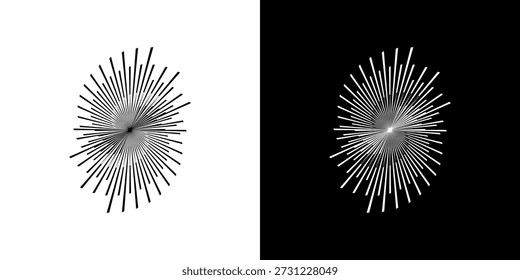 Líneas dinámicas abstractas del ritmo de ondas de sonido en espiral. Onda de sonido circular en espiral con ritmo de líneas. Líneas abstractas futuristas circulares, fondo blanco y negro.
