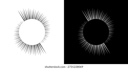 Líneas dinámicas abstractas del ritmo de ondas de sonido en espiral. Onda de sonido circular en espiral con ritmo de líneas. Líneas abstractas futuristas circulares, fondo blanco y negro.