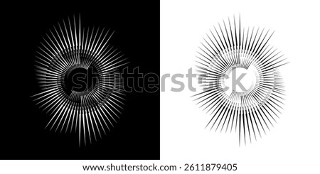 Dynamic abstract spiral sound wave rhythm lines. Circular spiral sound wave rhythm of lines. Circular futuristic abstract lines, black and white background.	