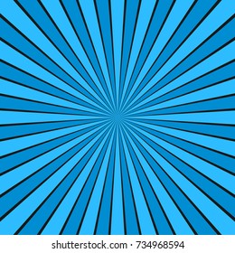 Dynamic abstract sun rays background - light blue comic vector graphic design from radial stripe pattern