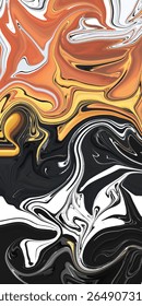 Dynamic abstract swirl with earthy tones, mint green, and pops of blue. A flowing marbled pattern ideal for creative backgrounds, textures, or contemporary design projects.