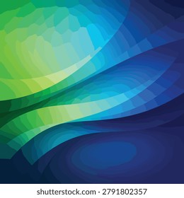 Dynamic abstract swirls of luminous green and blue liquid forming a flowing texture pattern