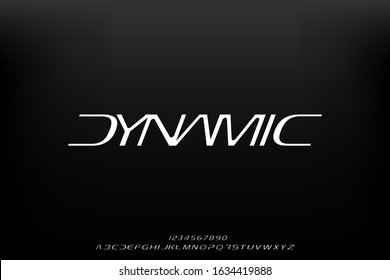 Dynamic, an abstract technology science alphabet font. digital space typography vector illustration design