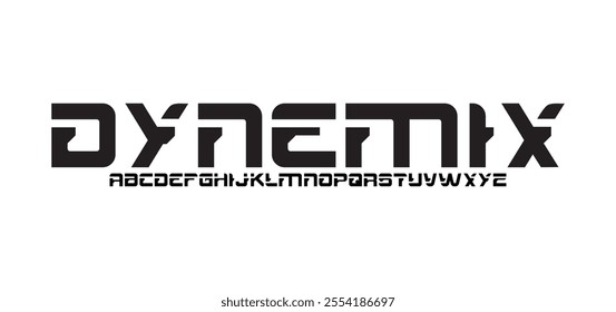 Dynamic, Abstract technology space font and alphabet. techno effect fonts designs. Typography digital sci-fi concept. vector illustration
