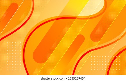 Dynamic, abstract, textured background design in 3D style with orange, red, white, yellow color. Liquid yellow background without text.