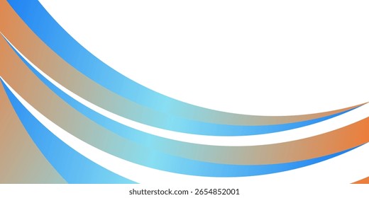 Dynamic abstract vector background featuring curved swooshes in blue and orange gradient on a white backdrop. Modern and fluid design ideal for business or tech themes.